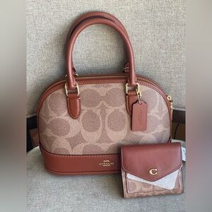 NWT！2PCS COACH Sabrina Satchel Bag In Signature Canvas（CAS19）And Wallet（C2329）